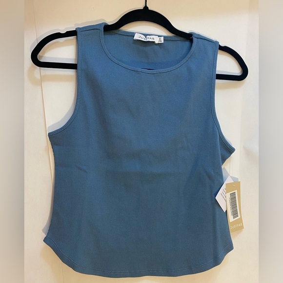 NWT Just Fab Woman’s Blue Ribbed Tank Top Size Medium - Picture 1 of 6